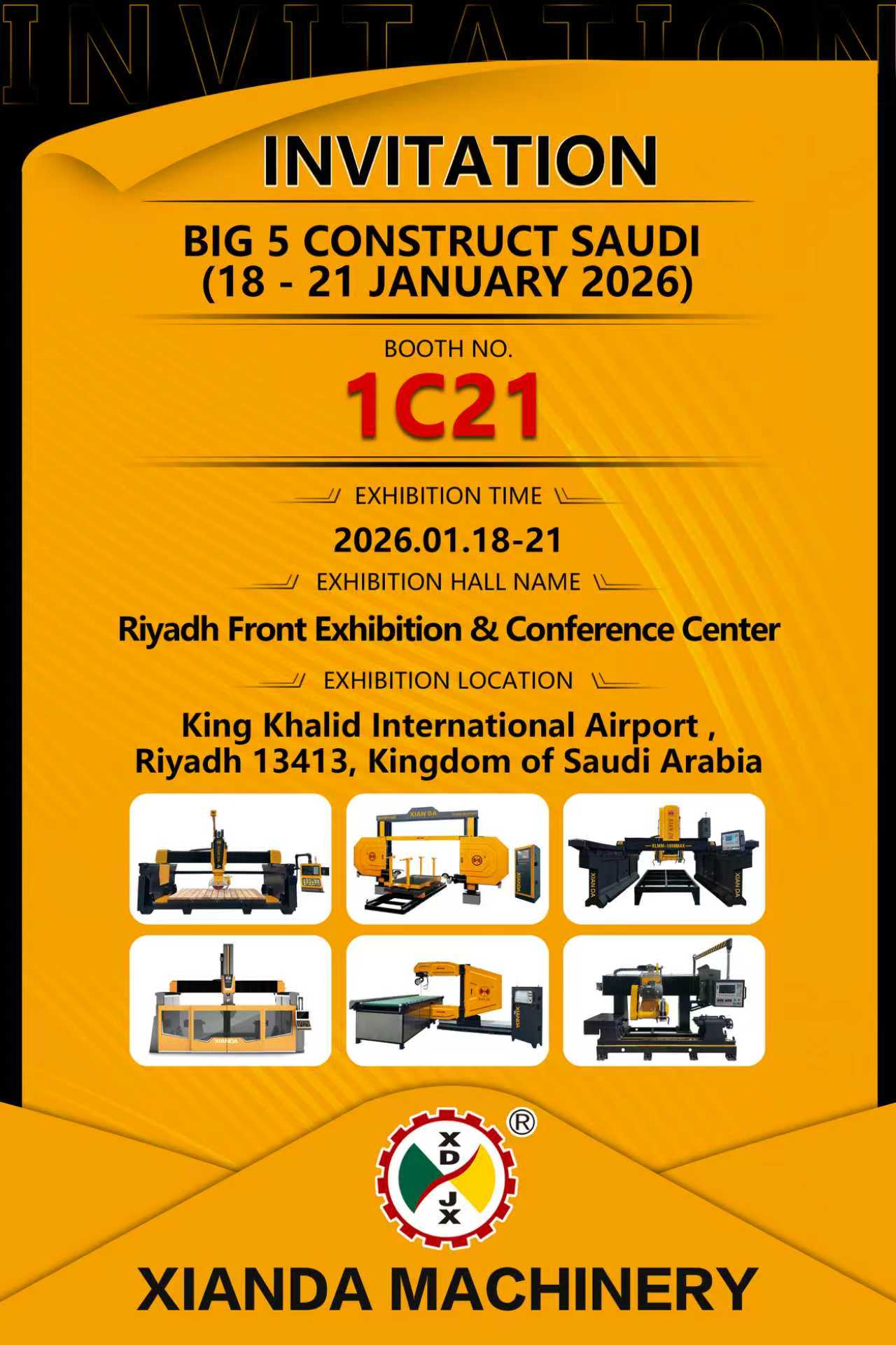 XIANDA MACHINERY приглашает вас стать свидетелем последних инноваций на выставке BIG 5 CONSTRUCT SAUDI 2026 XIANDA MACHINERY приглашает вас стать свидетелем последних инноваций на выставке BIG 5 CONSTRUCT SAUDI 2026